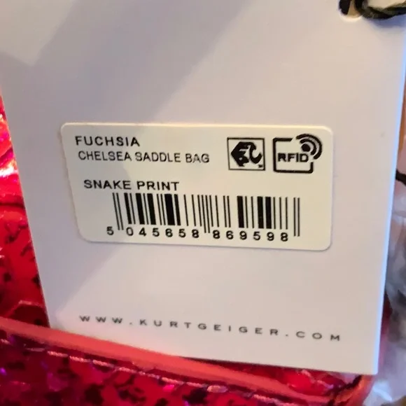 Kurt Geiger Fuchsia Chelsea Saddle Bag NWT - Picture 9 of 10
